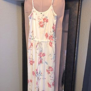 Bridal white floral jumpsuit pajamas